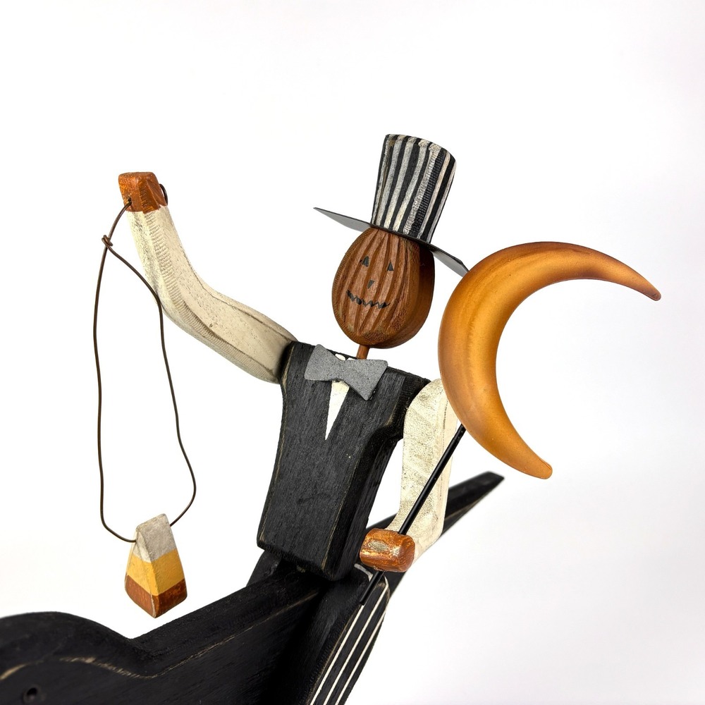 Primitives by Kathy Stand Up‎ Jack on Crow Dan DiPaolo Wooden Folk Art Halloween - Picture 4 of 15